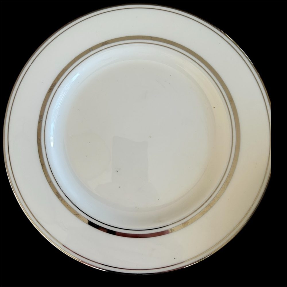 Kate Spade by Lenox White Bread Plates with Silver Accent. X3